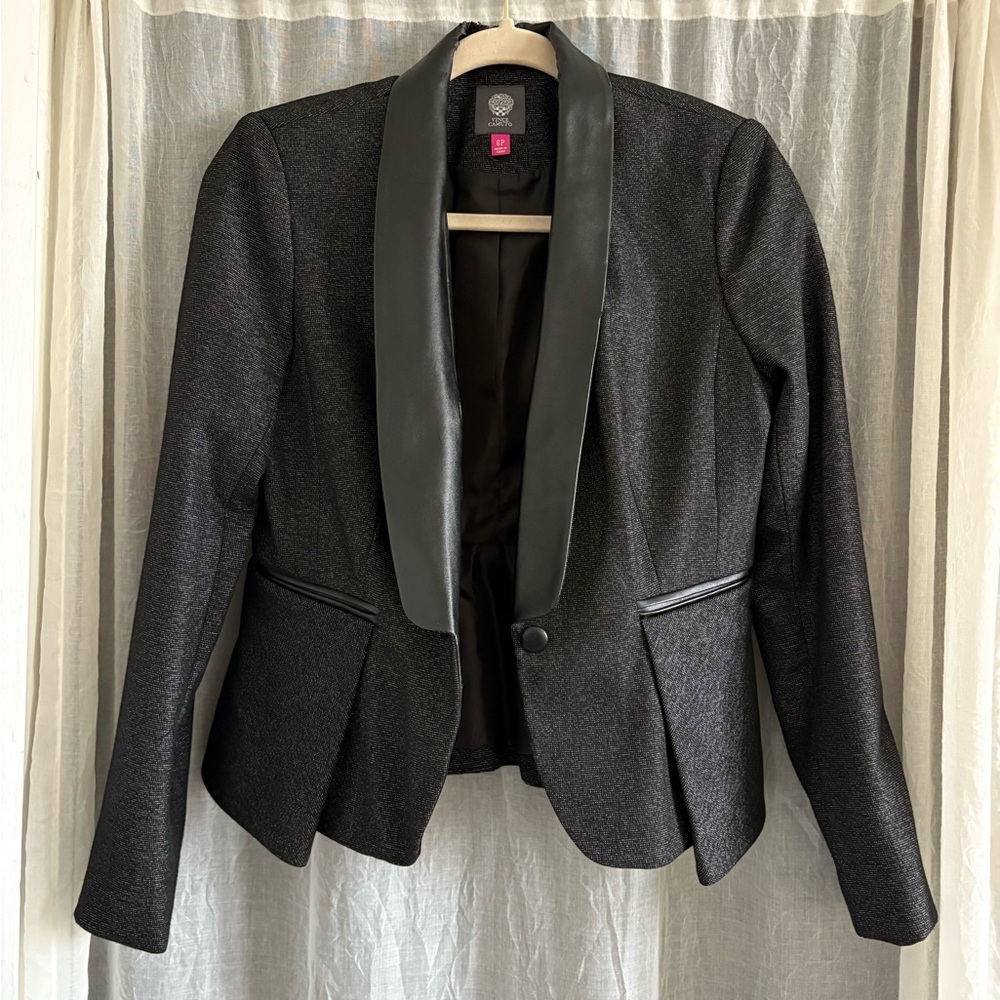 Vince Camuto Charcoal Cropped Blazer with Black Lapel size 6P